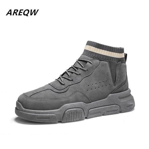 

2020 autumn and winter new high help plus velvet solid color men's cotton boots fashion flat comfortable martin boots, Black