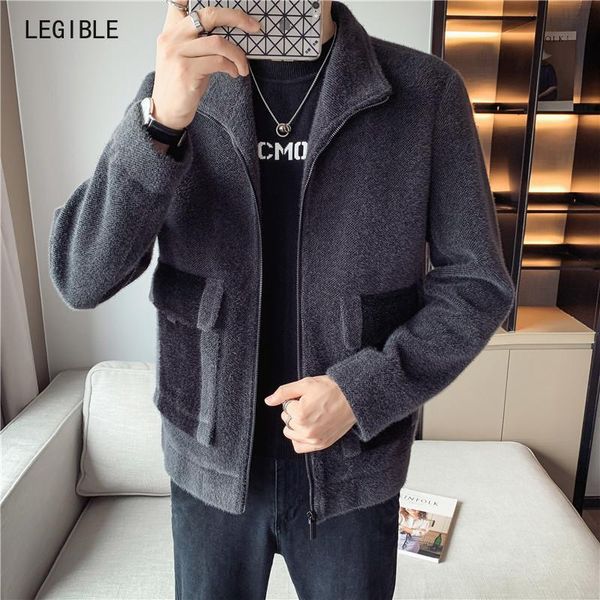 

legible solid wool coat mens casual winter jacket men turndown collar jackets coats male casual korean mens wool jackt, Black
