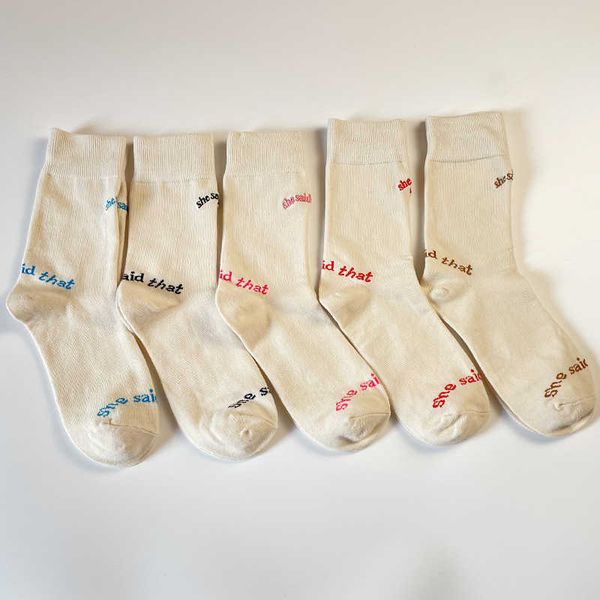 

sports, casual korean tide brand co branded socks men's and women's chinese tube english embroidered pure cotton sports stockings, Black
