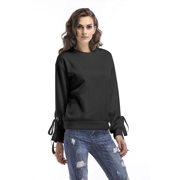 

womens designer season long sleeve plus velvet strap sweater solid color shirt women, Black;brown