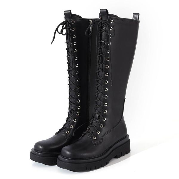 

bottes femme new winter riding high boots women's shoes cow leather high heels keep warm rivets beading thigh-high boots mujer, Black