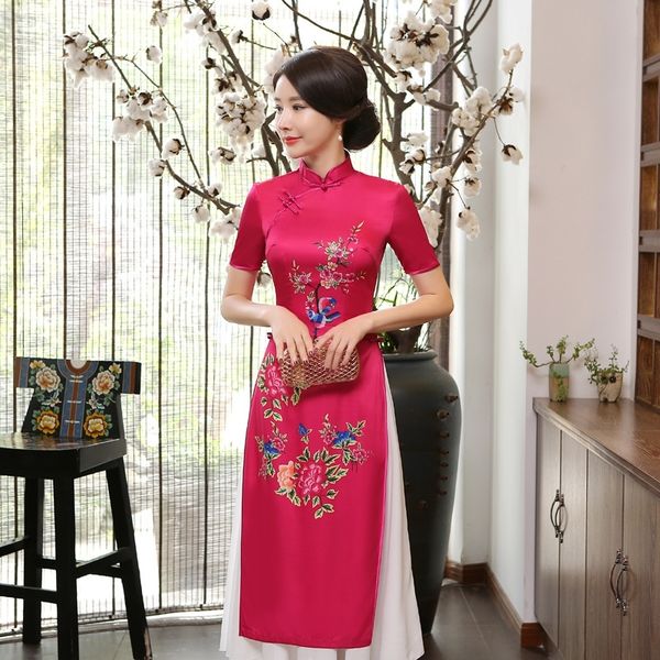 

bg2ho новый skirtlong юбки ad7-а cheongsam skirtimproved платья одого cheongsam юбки долго вьетнамская женщин пригонки yh1hc, Black;gray