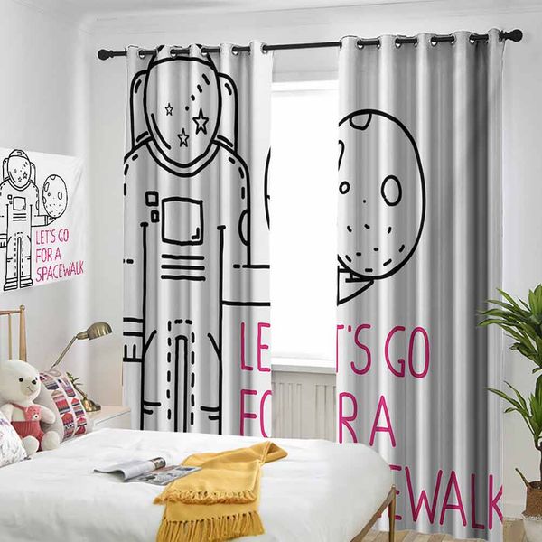 

thermal insulated room darkening window shade space walk quote with a man romance love in stars minimalist design image curtain