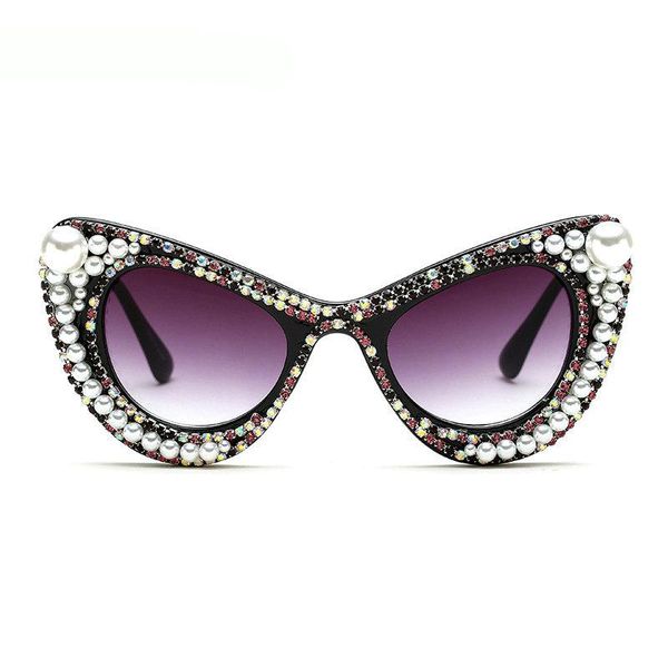 

2020 fashion diamond women luxury oversized lady sunglasses vintage black bling bling sun glasses shades for women uv400 nx, White;black