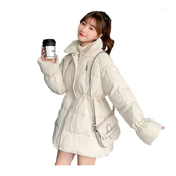 

women short winter jacket chic stand collar windproof down jacket oversize cotton padded parkas1, Black
