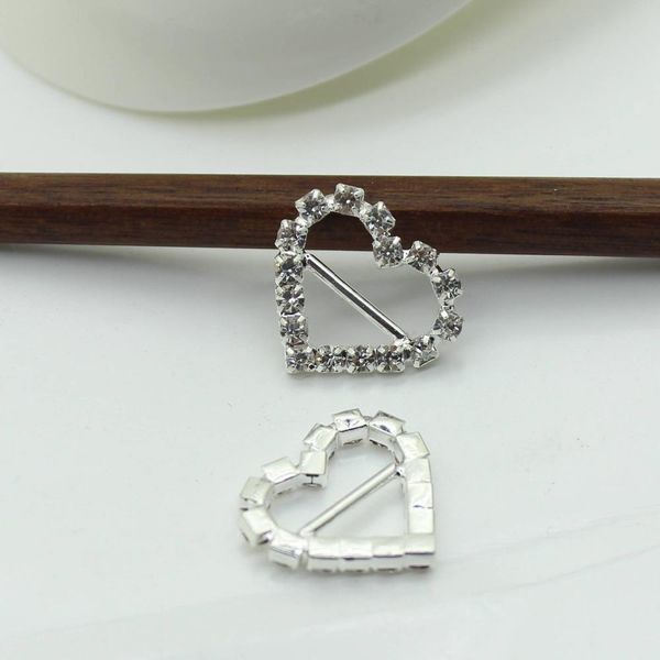 

new10pcs / серия 20 * 21мм сердце silver дважды rhinestone пряжки алмазные пряжки металла для свадебные ленты женская обувь крафт украшения, Black