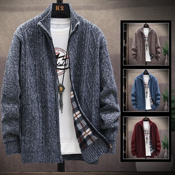 

new products sweater mens cardigan korean-style trend winter coat brushed and thick autumn clothing, White;black