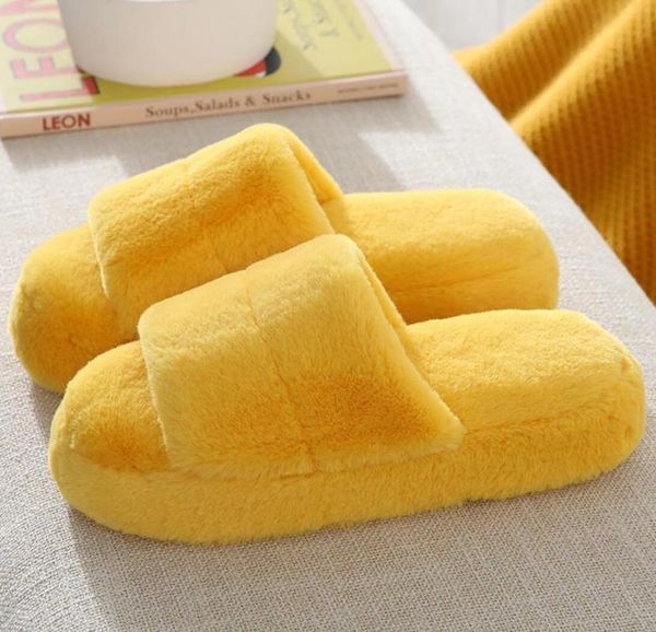 

female slippers lovely furry slippers 2020 new women autumn winter indoor floor shoes thick bottom soft home for girls, Black