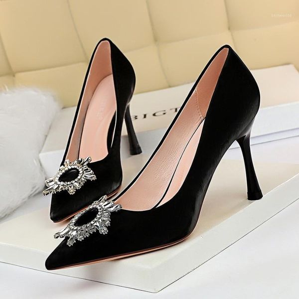 

dress shoes fashion high heels nightclub women stiletto square buckle rhinestone wedding pumps1, Black