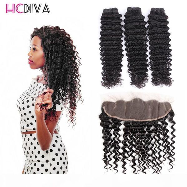 

8a unprocessed brazilian virgin human hair extensions 3 pics mink deep wave with lace frontal 100% unprocessed virgin hair wholesale price, Black;brown