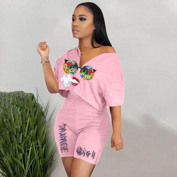 

letter printing two piece set women tracksuit summer clothes short sleeve crop biker shorts lounge set dresy damskie 2021, Gray
