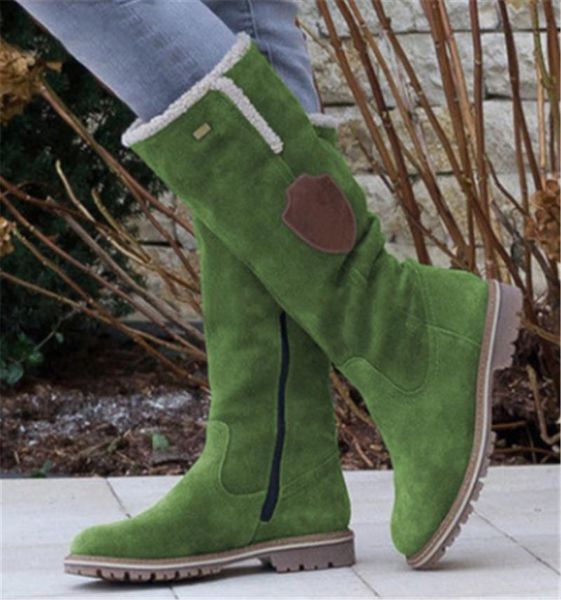 

boots snow women ladies fashion flat round toe woman leather shoes 2021 winter large size 34-43 platform, Black