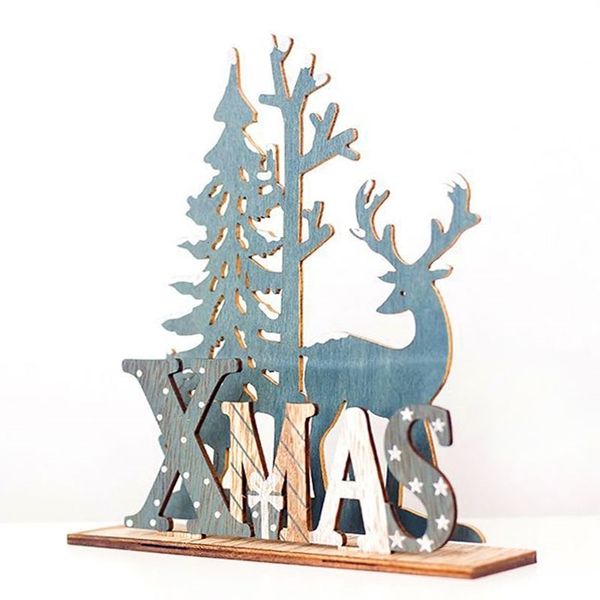 

2021 new year natural xmas elk wood craft tree ornament noel christmas decoration for home wooden pendant navidad gift