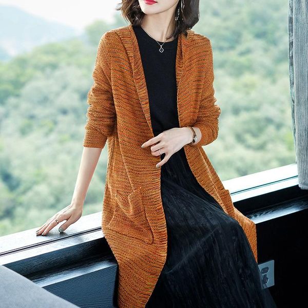 

brand hooded knit cardigan 2019 spring autumn women cardigan new casual fashion hit color stripes v-neck knit sweater female1, White;black