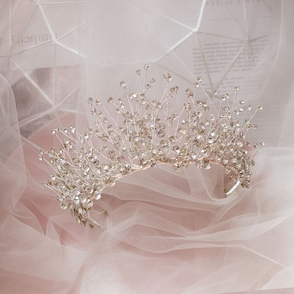 

high grade luxury and shining diamond big children's princess queen's crown girl's performance bridal headdress, Silver