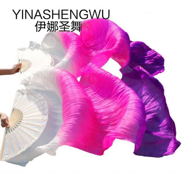 

stage wear performance 100% silk belly dance fans gradient colour accessories dancing white+ rose+ purple, Black;red