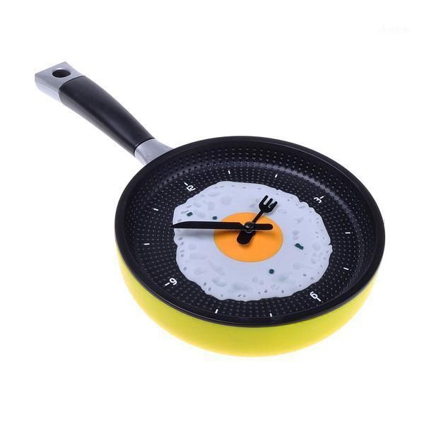 

xd-frying pan clock with fried egg - novelty hanging kitchen cafe wall clock kitchen - yellow1