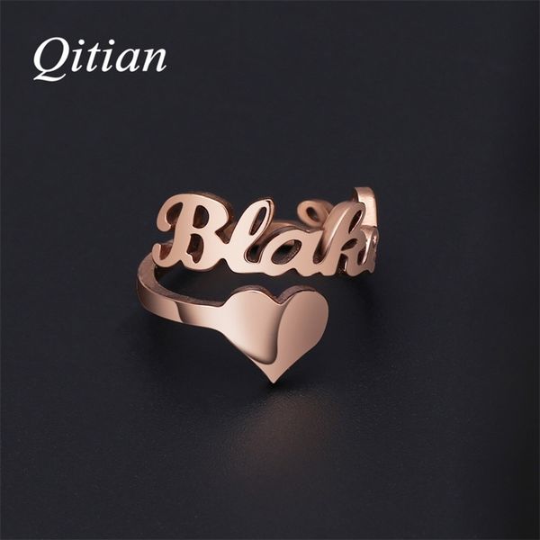 

personalized name rings gold color date numbers heart sprial ring for women stainless steel men jewelry not fade 201006, Golden;silver