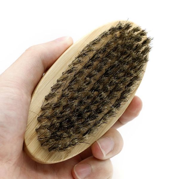 

good quality bamboo men shaving beard brush natural oval boar bristle beard grooming comb softening mustache beard shavi bbyost, Silver