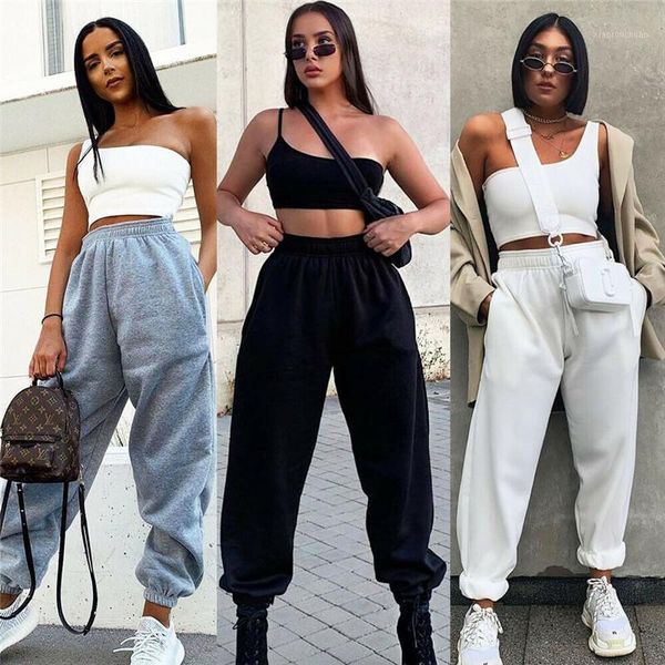 

brand new women casual fashion high waist hip hop dance sport running jogging harem pants sweatpants jogger baggy trousers1, Black;white