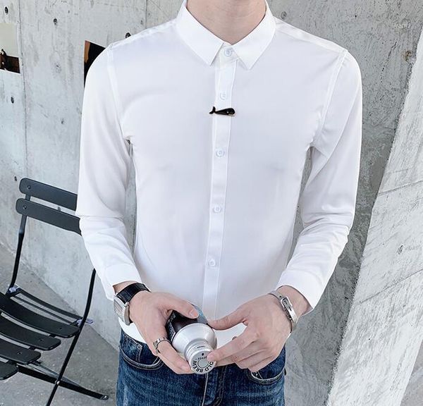

summer men's new fashion personalized customization slim fit shirt1, White;black