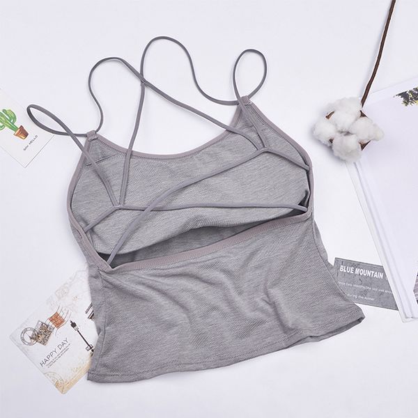 

3Pieces/Lot Sexy Women Crop Top Tank Top Supersoft Tops Lingerie Sleeveless Backless Seamless Underwear Female Padded Camisole, Black