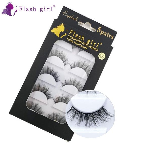 

flash girl f series f850 long and comfort 5 pairs 3d mink eyelashes 5 models pairs eye lashes with lashes black box