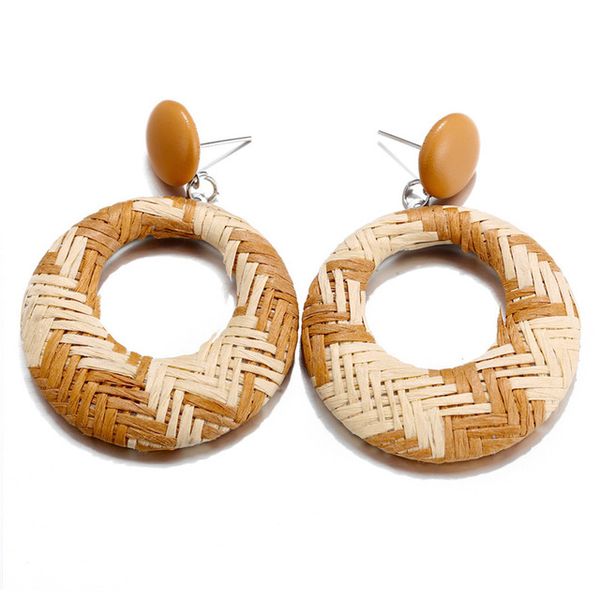 

2021 new handmade weaving wooden earrings fashion geometric earrings, Silver