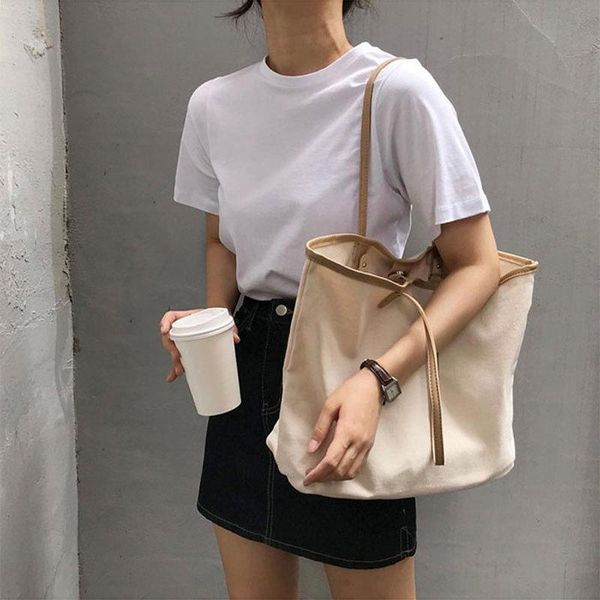 

new lazy style canvas bag women's single shoulder korean simple and versatile large-capacity student leisure bag handbag
