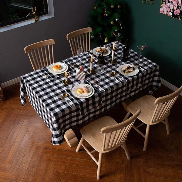 

practical table cloth black plaid print dyed linen cotton tablecloth picnic dining table cover home textile supplies home decor