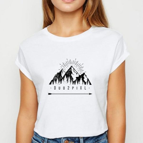 

new t-shirt female mountain tshirt oversize spring summer vestidos prevalent printing design tee simple o-collar t-shirts, White