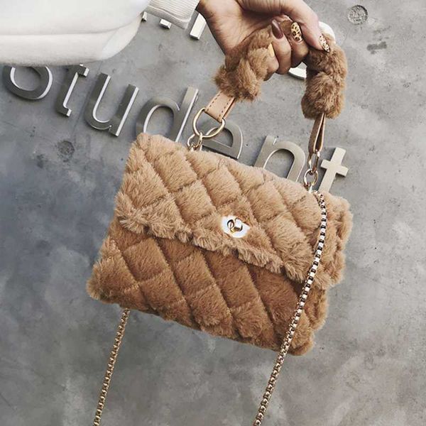 

women bag 2020 spring crossbody bag plush pack lady&fashion style multicolor pink brown solid all-match lozenge bolsa bwb14259-2