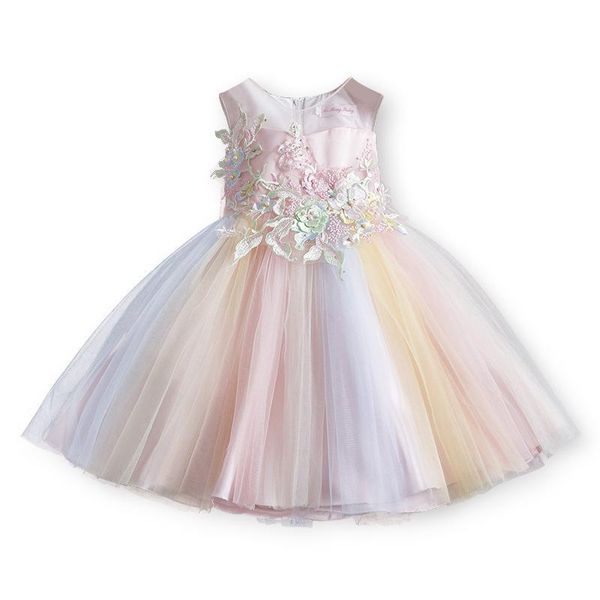 

2-8y toddler kid girls princess dress sleeveless flower embroidery tutu party wedding evening dresses for girl children jllaqr