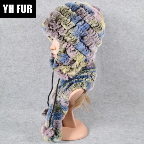 

winter fashion lady 2 pieces sets real rex fur hat scarf rex fur cap scarves natural ring shawl hats1, Blue;gray