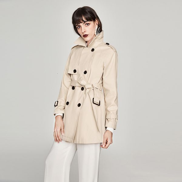 

2021 new autumn double breasted fashion sashes coat women trench ol chic solid windbreaker abrigo outwear rg85, Tan;black