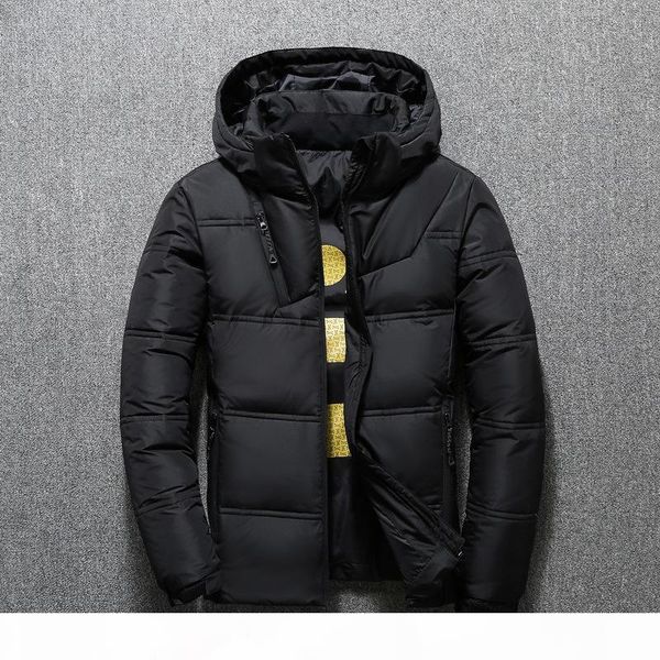 

new winter jacket men casual thick parka men solid hooded mens down parka winter coat fashion overcoat clothes 2020, Black