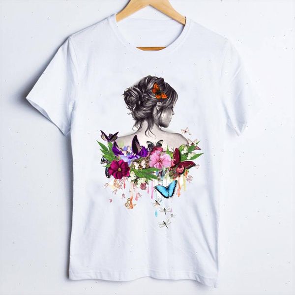 

tees for women print watercolor butterfly floral fashion 90s ladies clothes lady clothing female t shirt womens t shirt, White