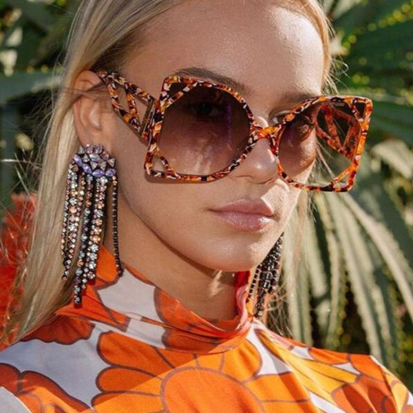 

sunglasses unique oversized square women modeling hollow out sun glasses for plastic gradient big frame vintage, White;black