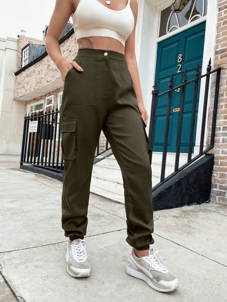

eilly bazar flap pocket cargo pants l1n6#, Black;white