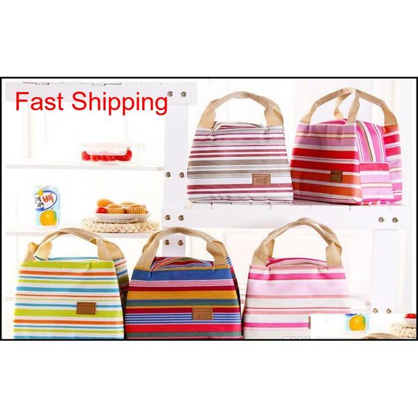 

waterproof lunch bags portable insulated food picnic tote thermal cooler lunch bags stripe picnic storage bag be qylxnt bdesports