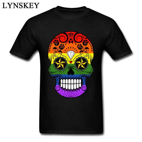 

hip hop gay pride rainbow flag skull fashion design men's novelty unique clothes cotton tee hoodie designers t shirts sweatshirt