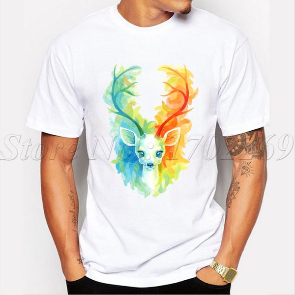 

2019 men's fashion feather fawn printed t-shirt summer cool fashion tees sport hooded sweatshirt hoodie