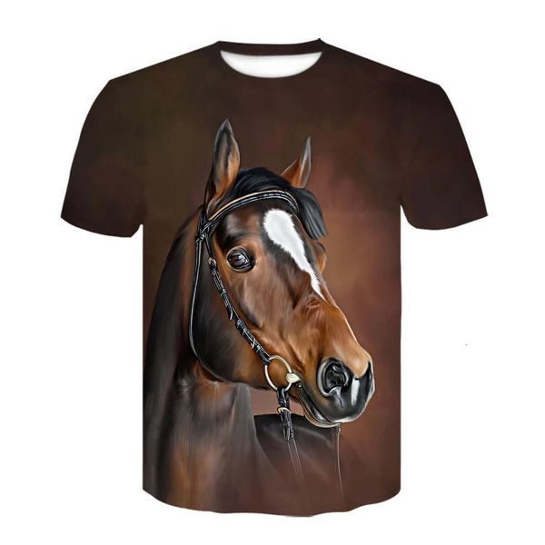 

fashion 3d horse print t shirt for boy 2021 comfort teens summer funny animal print short sleeve t shirt boy girl, White;black