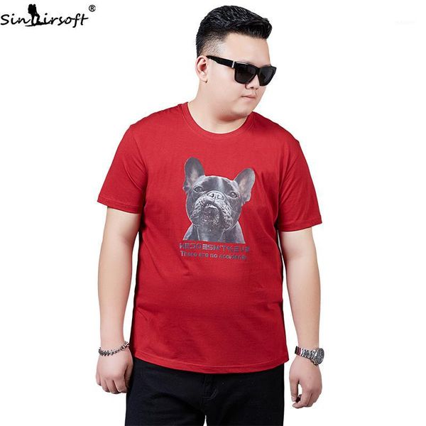 

summer mens t-shirt cotton loose trend puppy print round neck t shirt men's fashion casual plus fat increase fat tshirt men1, White;black