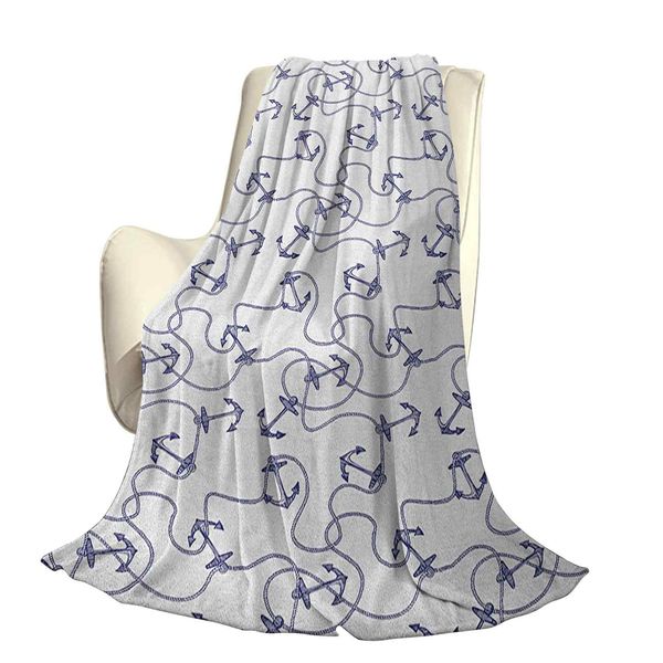

hand drawn anchors and entangled ropes nautical equipment artwork monochromeoffice leisure blankets