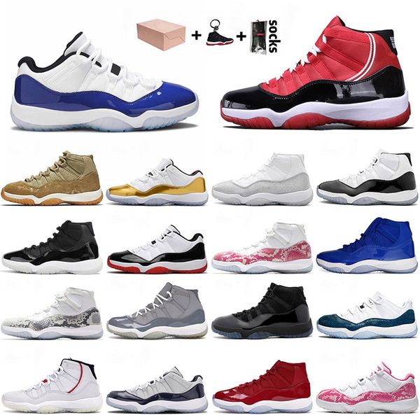 

with box jumpman 11 11s men basketball shoes concord blue cap and gown bred cool grey platinum tint retro women trainers 36-47, White;red