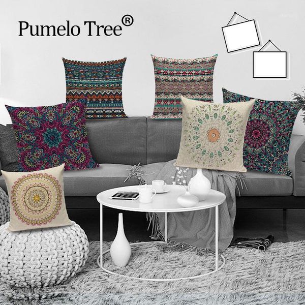 

geometric pillow cover flower pattern living room cushion covers printed retro decorative cushion case linen pillows cases cojin1