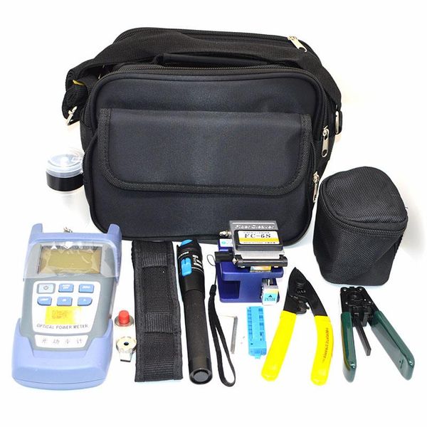 

1set new ftth optical cold splicing tool kit fc-6s optical fiber cutting /red light pen/optical power meter cfs-2 stripper