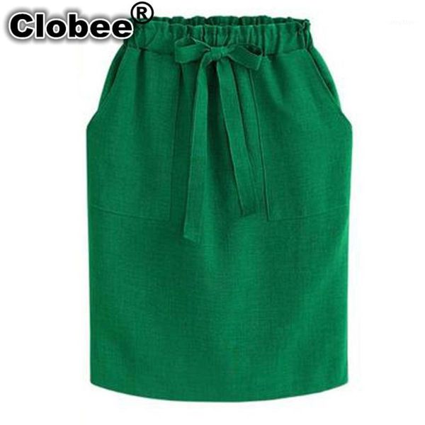 

clobee summer autumn vintage midi skirt women's a line elastic waist plus size 3xl office cotton skirt jupe femme saias jupe1, Black