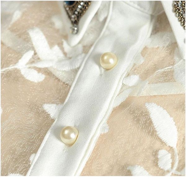 

women faux crystal lapel detachable half-shirt imitation pearls lace fake collar y5gc wo qylnkv, Blue;red